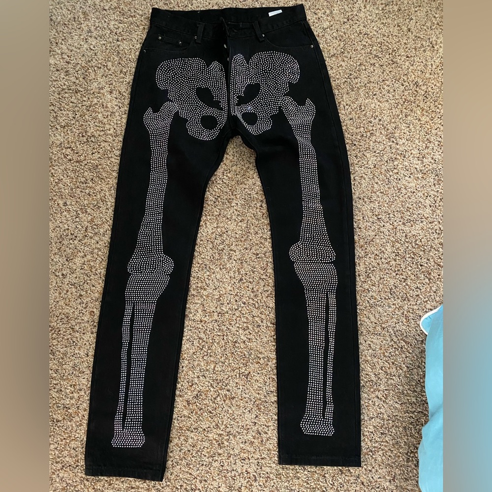 MNML Rhinestone Skeleton Jeans